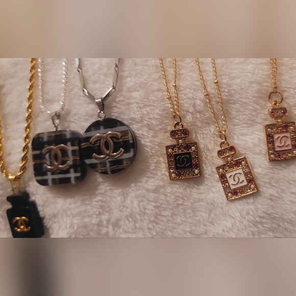 Chanel Charms On Unbranded Stainless Steel/Silver And Gold 3 LayerChains - Picture 3 of 7